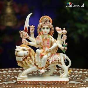 Maa Durga Statue,23 cm Resin Bengali Devi For House, Goddess Devi Statue Idol , Dust Marble Durga Mata Pratima, Durga Maa Figurine Kali Idol