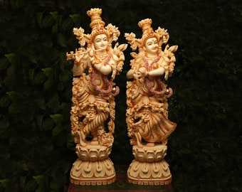 Gran estatua de Radha Krishna. Estatua de Radha Krishna de mármol cultivado de 30 ", Krishna con Radha, Hare krishna, krishna para Temple Mandir Puja Decor