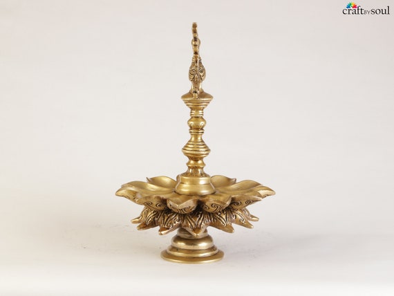 Antico Diya In Ottone A Forma Di Pappagallo Per Puja E Home Decor – Lampada Decorativa Tradizionale