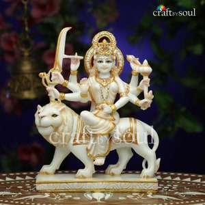 Maa Durga Statue,32 cm Resin Bengali Devi For House, Goddess Devi Statue Idol , Dust Marble Durga Mata Pratima, Durga Maa Figurine Kali Idol