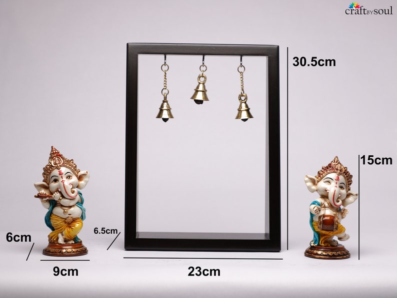 Ganesha Statues in Wooden Frame, Musical set of Ganesha Idol, Dancing Ganesha God of new Beginning for Altar, Cute Ganesha Statues For Decor image 6