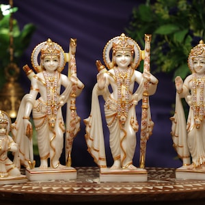 Ramdarbar Statue in Marble,Big Ram Ji Family statue, Lord Rama Laxman Sita & Hanuman Idol Indian Art, Ram Parivar, Family Figurine Temple