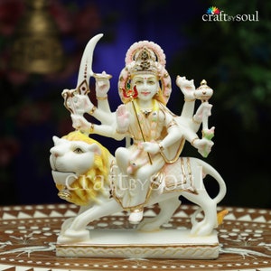 Maa Durga Statue,23 cm Resin Bengali Devi For House, Goddess Devi Statue Idol , Dust Marble Durga Mata Pratima, Durga Maa Figurine Kali Idol