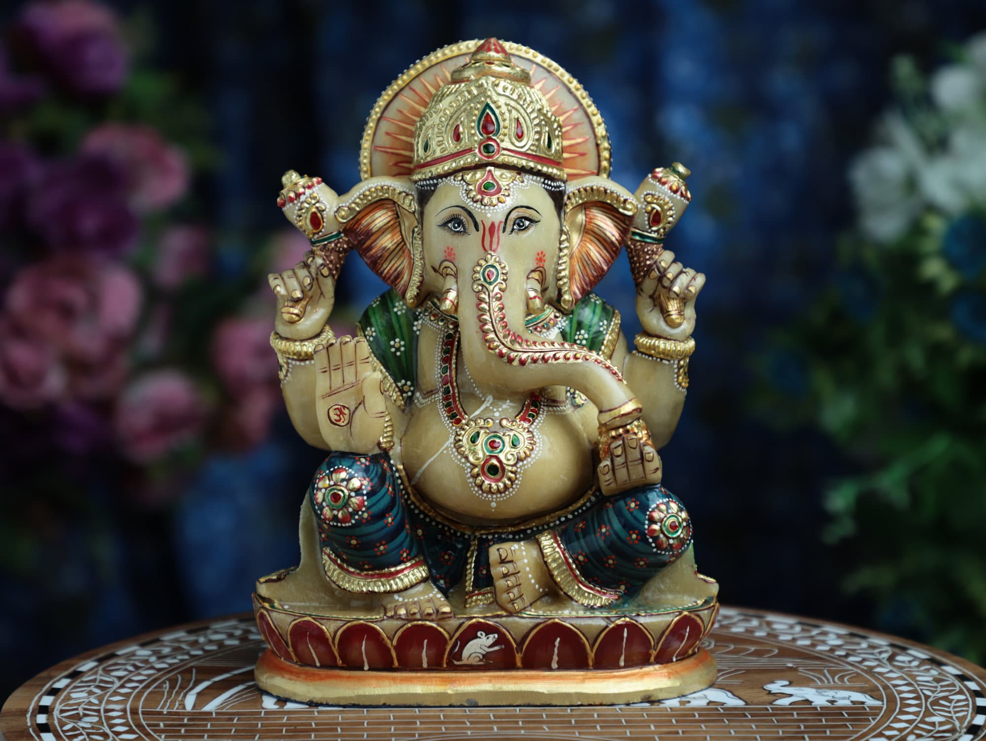 Lord Ganesha Statue,onex Ganesha Idol, Yellow Stone Ganpati Statue 