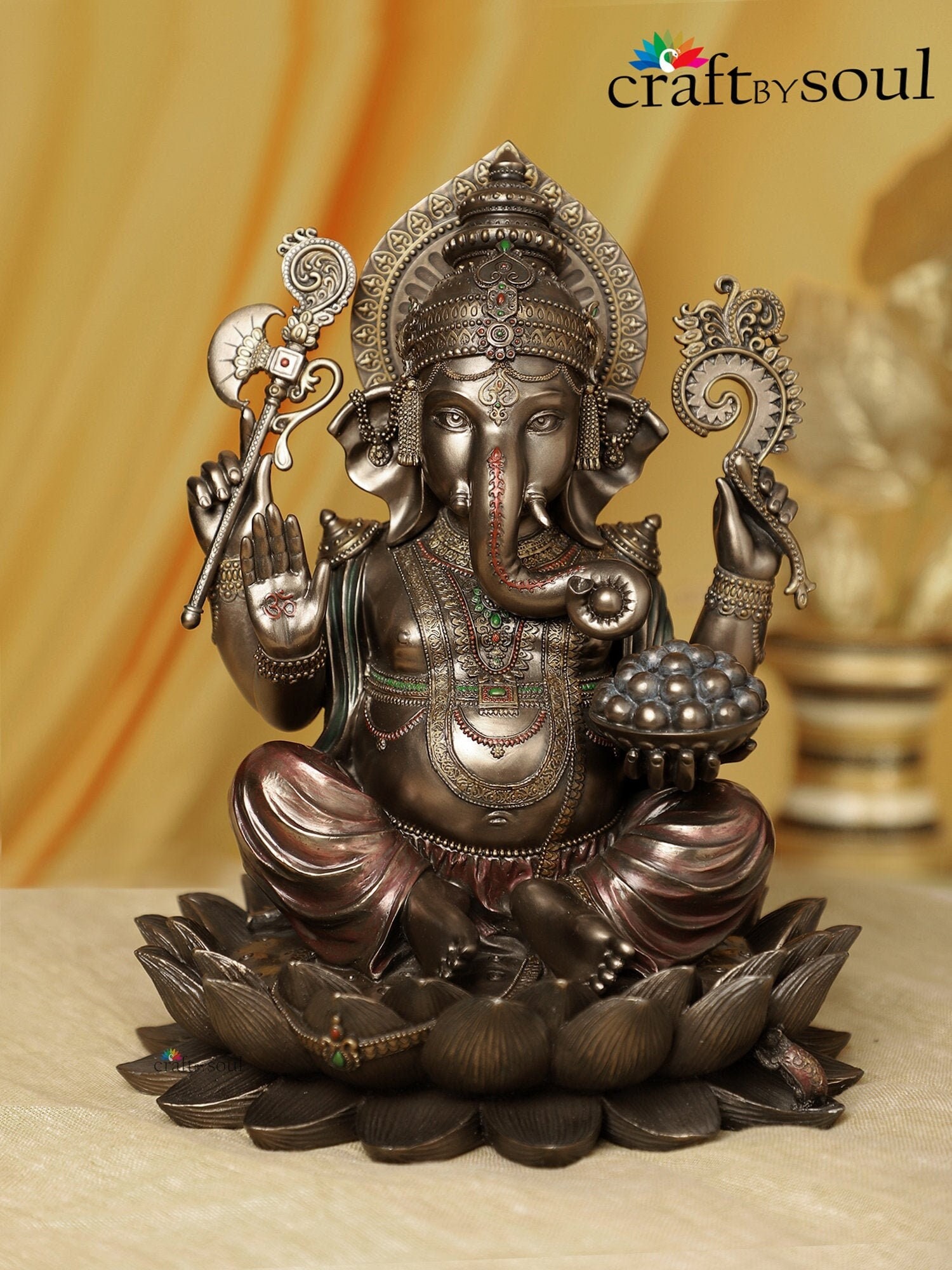 Ganesha Statue, 31cm Cold Cast Resin Ganes,bronze Ganesha Figurine
