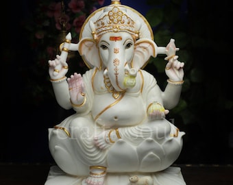 Ganesha Statue,26inch Ganesh Idol,pure Marble Ganesha Figurine