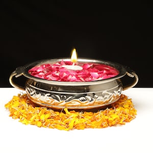 Brass Urli Bowl,Traditional Bowl Decor Intricate Asthetic Design Urli For Diwali Home Decor,Handcrafted Vessel For Diya Floating,Brass Decor