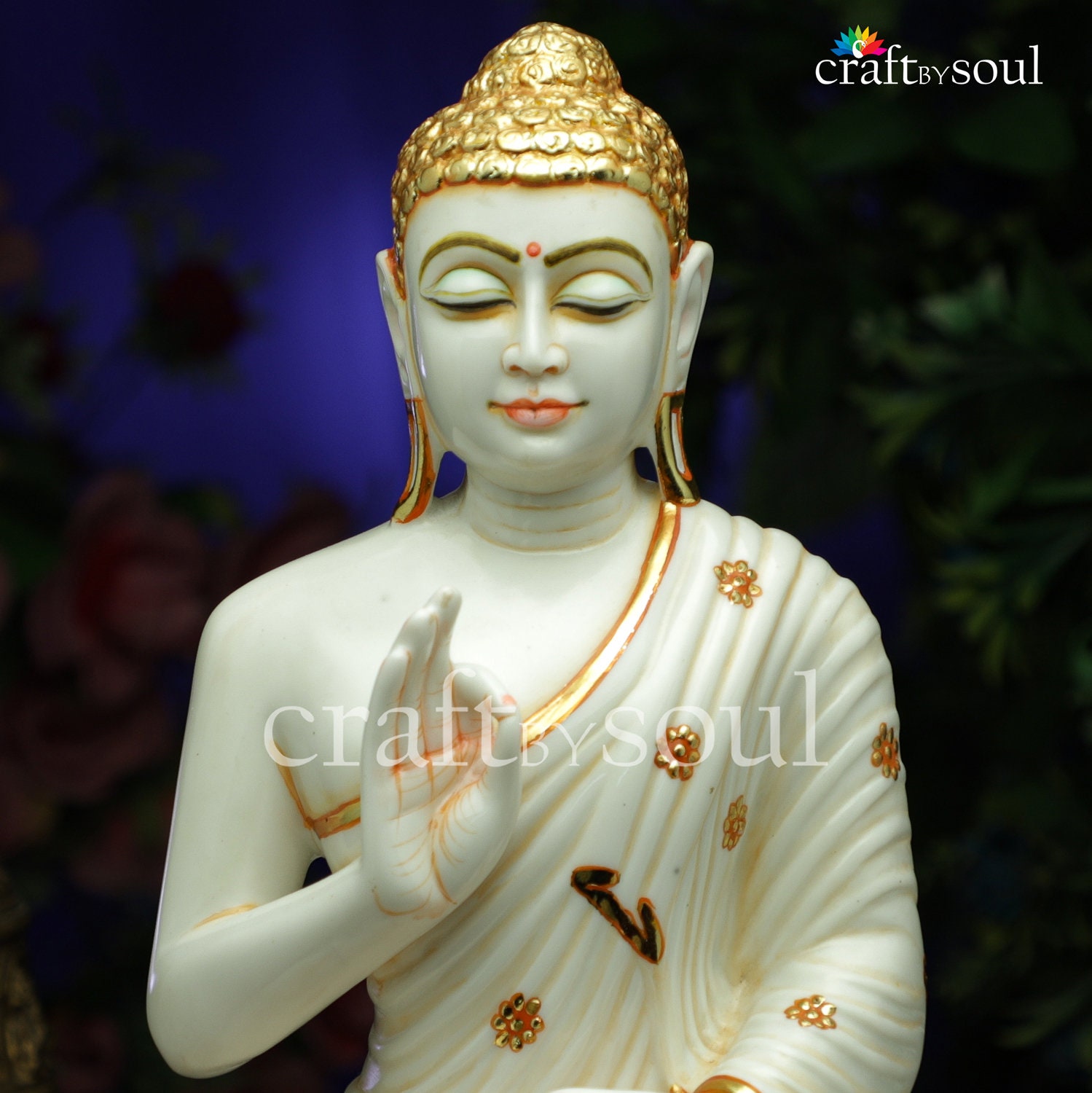 Lord Buddha Idol 45 Cm Big Buddha Statuecultured Marble Etsy