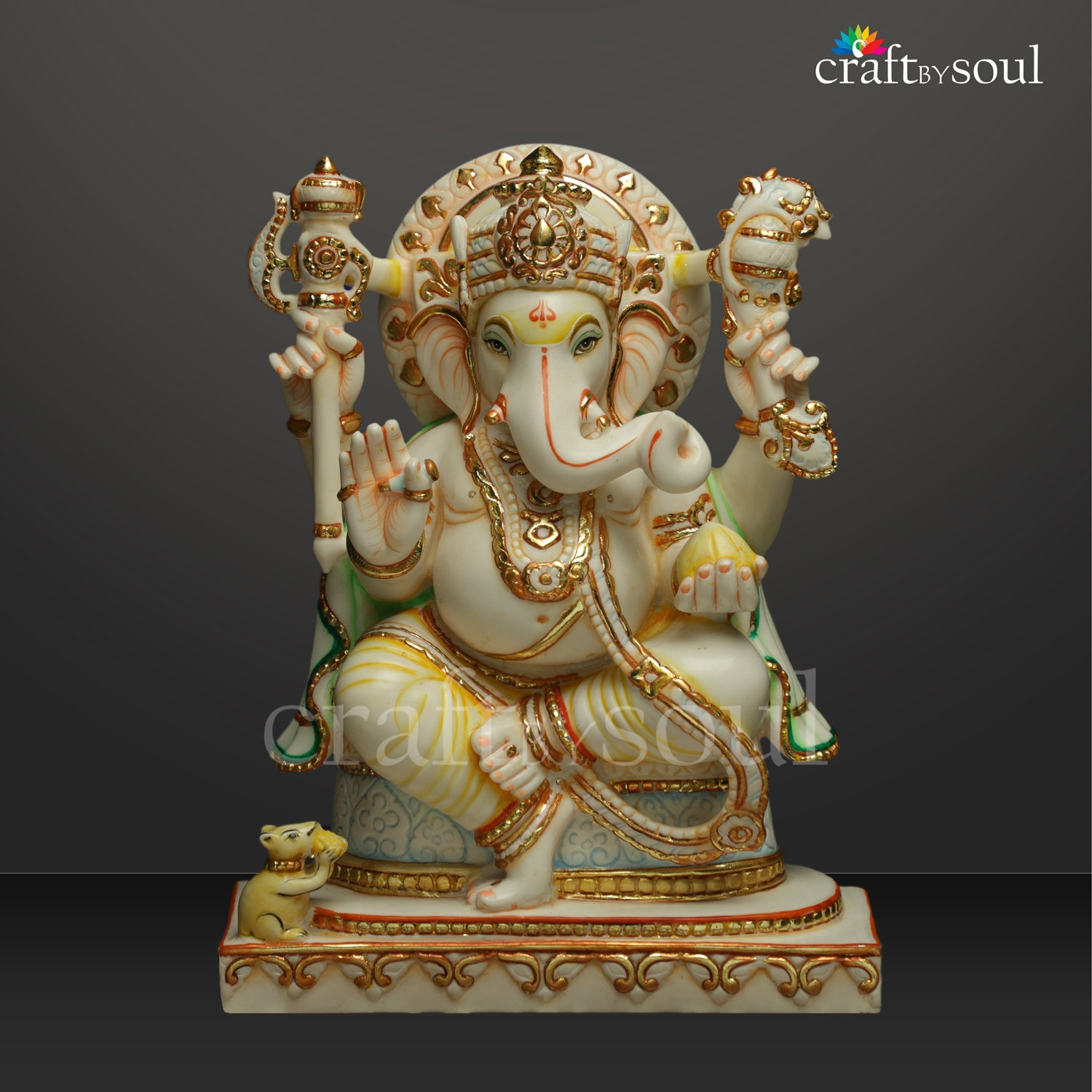 StonKraft Marble Action Ganesh Ganesha Statue Murti Idol (5