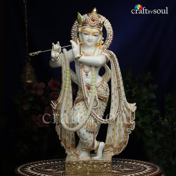 クリシュナ像、72 CM ビッグダストマーブル主クリシュナアイドル