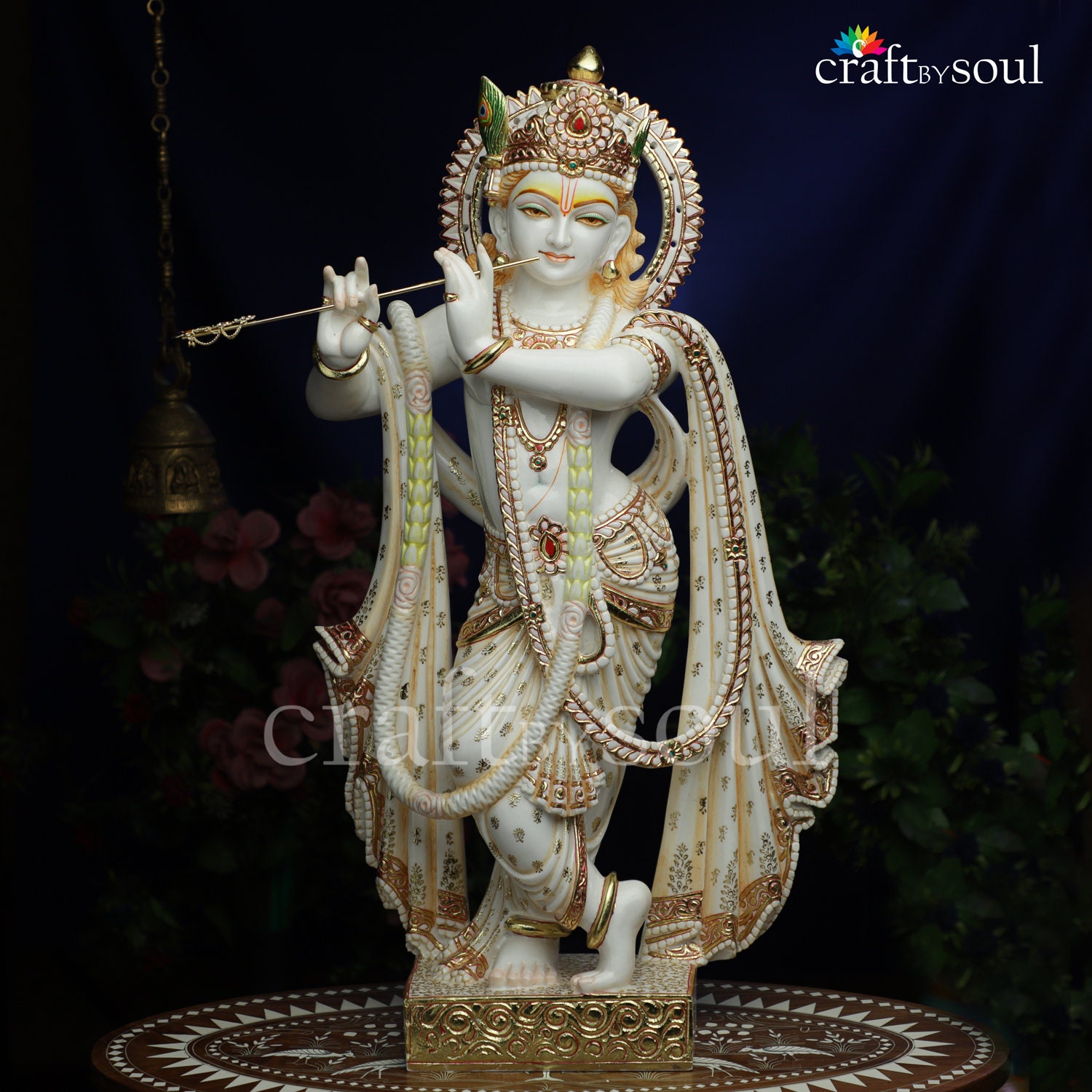 クリシュナ像、72 CM ビッグダストマーブル主クリシュナアイドル