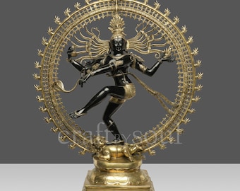 Dancing Shiva Nataraja Statue,37" Big Large Brass Lord Shiva Natraja Sculpture,Shiv Nataraj Figurine,Temple Yoga Studio Outdoor Decor.
