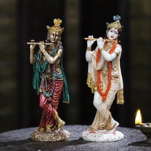 10&quot; Krishna Statue, Resin Bronze Krishan Figurine, Kisna statue, Hindu God,Home Decor For Temple Mandir Altar Outdoor,Narayana Murti Kisna