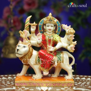 Maa Durga Statue,24 cm Resin Bengali Devi For House, Goddess Devi Statue Idol , Dust Marble Durga Mata Pratima, Durga Maa Figurine Kali Idol