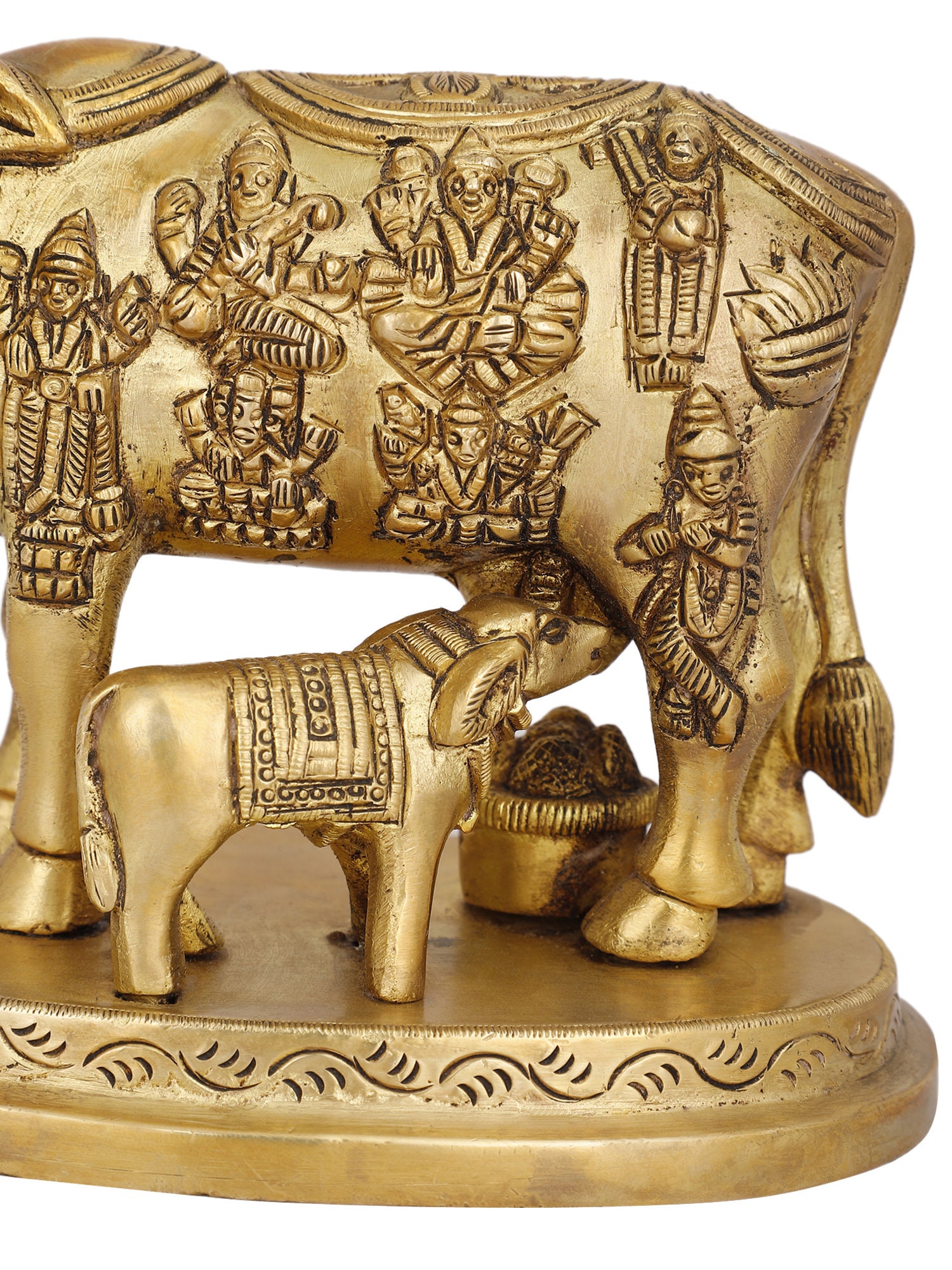 Collectible India Metalen Krishna Idols Kamdhenu Koe met Kalf Showpiece Collectible India Metalen Krishna Idols Kamdhenu Koe met Kalf Showpiece
