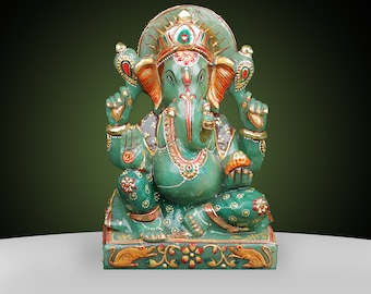 Jade Ganesha, Aventurine Ganesha,Gemstone Ganesh, Ganesh Statue,Quatrz Ganesha, Ganapthi Idol For Temple Mandir Home Decor,Deepawali Murti