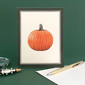 Kürbis Illustration leere Herbst Grußkarte - Herbst Postkarte für Halloween, Thanksgiving oder Geburtstag - Danke Gouache Malerei