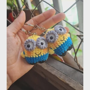 Handmade Crochet Minion Keychain – Cute Bag Charm, Gift for Friends (One-Eyed & Two-Eyed)