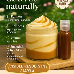 Curve Boost Body Butter and Herbal Oil Duo – Aguaje, Maca, Akpi, Fenugreek – Natural Buttocks & Hips Enhancer – 8oz + 2oz
