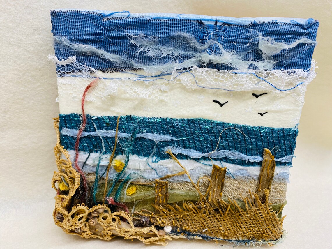 Original Mixed Media Canvas Art Beach Life Etsy