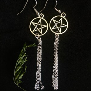 Silver Pentacle Dangle Earrings ~ Wicca Charm Earrings ~ Pagan Earrings ~ Witch Jewelry ~ Pentagram Earrings ~ Celtic Earrings ~ Gothic ~