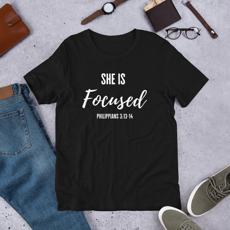 She Is FOCUSED Tee Christian Apparel Women's Tee Christian Apparel Christian Tees Religous Tees Religous Clothing image 1