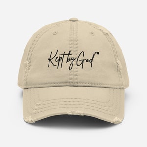 Kept By God Distressed Dad Hat Baseball Cap Christian Gear Unisex Hat Faith-Based Hat Christian Hats image 1