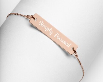 Simply Focused Engraved Bar Chain Necklace | Inspirational Jewelry | Faith-Based Jewelry | Motivational Jewelry | Gift for Her