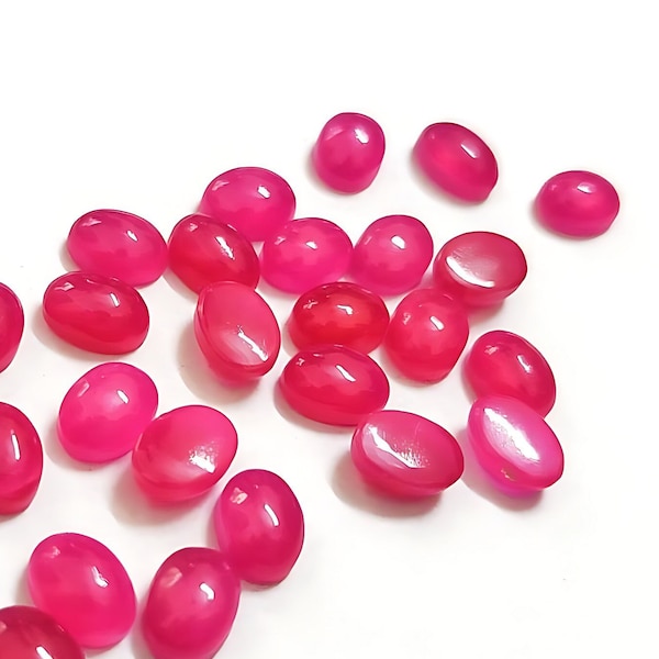 Beautiful Hot Pink Chalcedony AAA Quality Calibrated Size 3x5mm-20x30mm Oval Cabochon Loose Gemstone