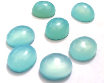 Cabochon di calcedonio acquamarina AAA: pietra preziosa ovale calibrata sciolta