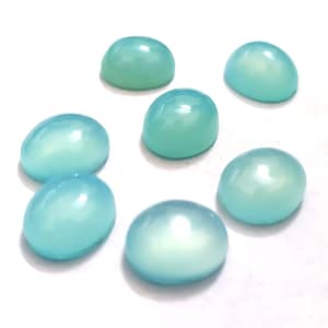 Beautiful Aqua Chalcedony AAA Quality Calibrated Size 3x5mm-20x30mm Oval Cabochon Loose Gemstone