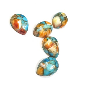 Shiny Oyster Copper Turquoise 3x5mm-20x30mm Pear Cabochon Flat Back Loose Gemstone AAA Quality