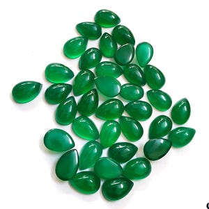 Natural Green Onyx AAA Quality Calibrated Size 3x5mm-20x30mm Pear Cabochon Flat Back Loose Gemstone