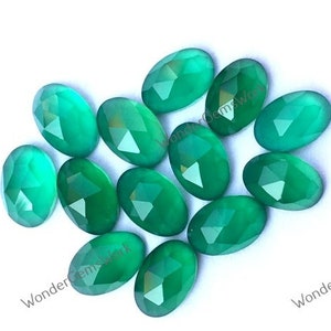 Natural Green Onyx 6x8mm-18x25mm Oval Rose Cut  Loose Gemstone 6x8mm, 7x9mm, 8x10mm, 9x11mm, 10x12mm, 10x14mm, 18x25mm.