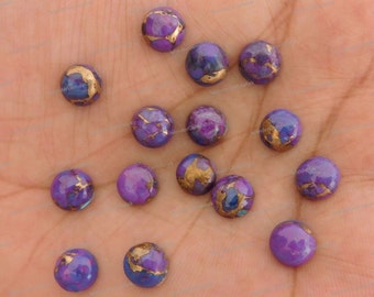 Purple Color Accented With Gold And Copper Tones December Birthstone 9132 Purple Copper Turquoise Cab Round 10mm Approximately 10 Carat
