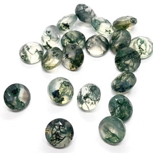 Natural Moss Tree Agate 3mm-30mm Round Faceted Cut Loose Gemstone 3x3mm, 4x4mm, 5x5mm, 6x6mm, 7x7mm, 8x8mm, 9x9mm, 20x20mm, 25x25mm, 30mm.