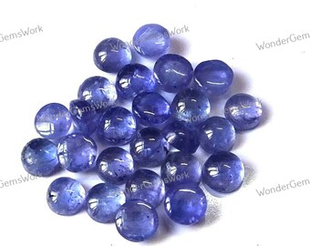 Natural Tanzanite 3mm-6mm Round Cabochon Loose Gemstone 3x3mm, 4x4mm, 5x5mm, 6x6mm.