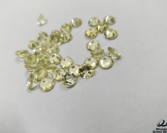 Faceted Round Lemon Quartz Gemstone, Loose Stone (3mm-30mm)