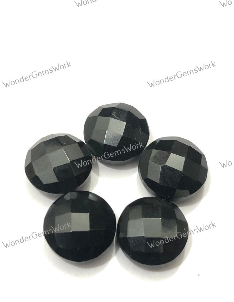 Top Wholesale Lot 100% Natural Black Onyx 8x8mm Round Rose Cut Loose Gemstone 