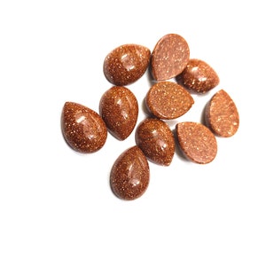 Synthetic Orange Goldstone AAA Quality Calibrated Size 3x5mm-20x30mm Pear Cabochon Flat Back Loose Gemstone
