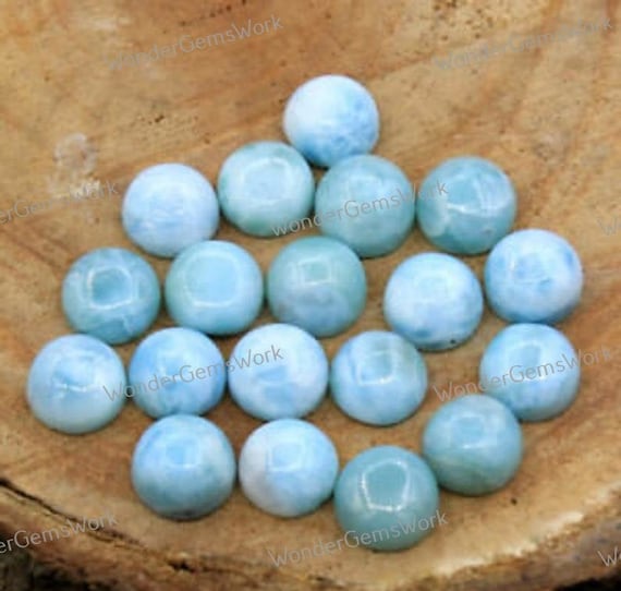 Natural Larimar Cabochon Round Shape Loose Gemstone Size 3mm To 15mm