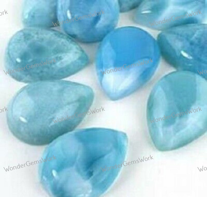 5x7mm 12x16mm. 7x10mm 8x12mm Natural Larimar 3x5mm-12x16mm Pear Cabochon Free Delivery Loose Gemstone 3x5mm 4x6mm 6x9mm