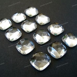 Natural White Topaz 6mm-15mm Cushion Rose Cut Free Delivery Loose Gemstone 6x6mm, 7x7mm, 8x8mm, 9x9mm, 10x10mm, 11x11mm, 15x15mm.