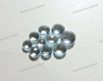 AAA Blue Topaz, 6mm-15mm Round Rose Cut Loose Gemstone