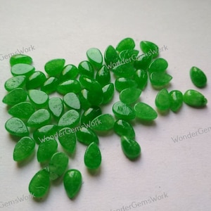 AAA Quality Green Jade 6x9mm-18x25mm Pear Cabochon  Loose Gemstone 6x9mm, 7x10mm, 8x12mm, 9x13mm, 10x14mm, 12x16mm, 18x25mm.