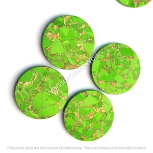 Natural Green Copper Turquoise  Round Coin Loose Flat Coin For Jewelry Making-Calibrated Cabochon 6,8,9,10,11,12,13,14,15,16,17,18,19,20 MM