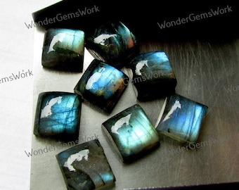 Natural Blue Fire Labradorite 6mm-15mm Square Cabochon  Loose Gemstone 5MM-20MM.