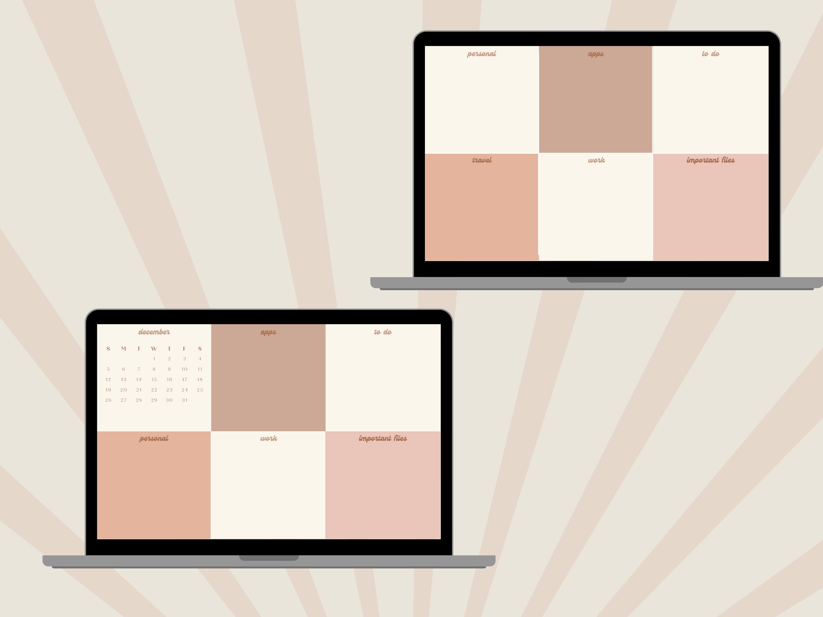 Pink neutrals Desktop Wallpaper Organizer with Calendar | Etsy