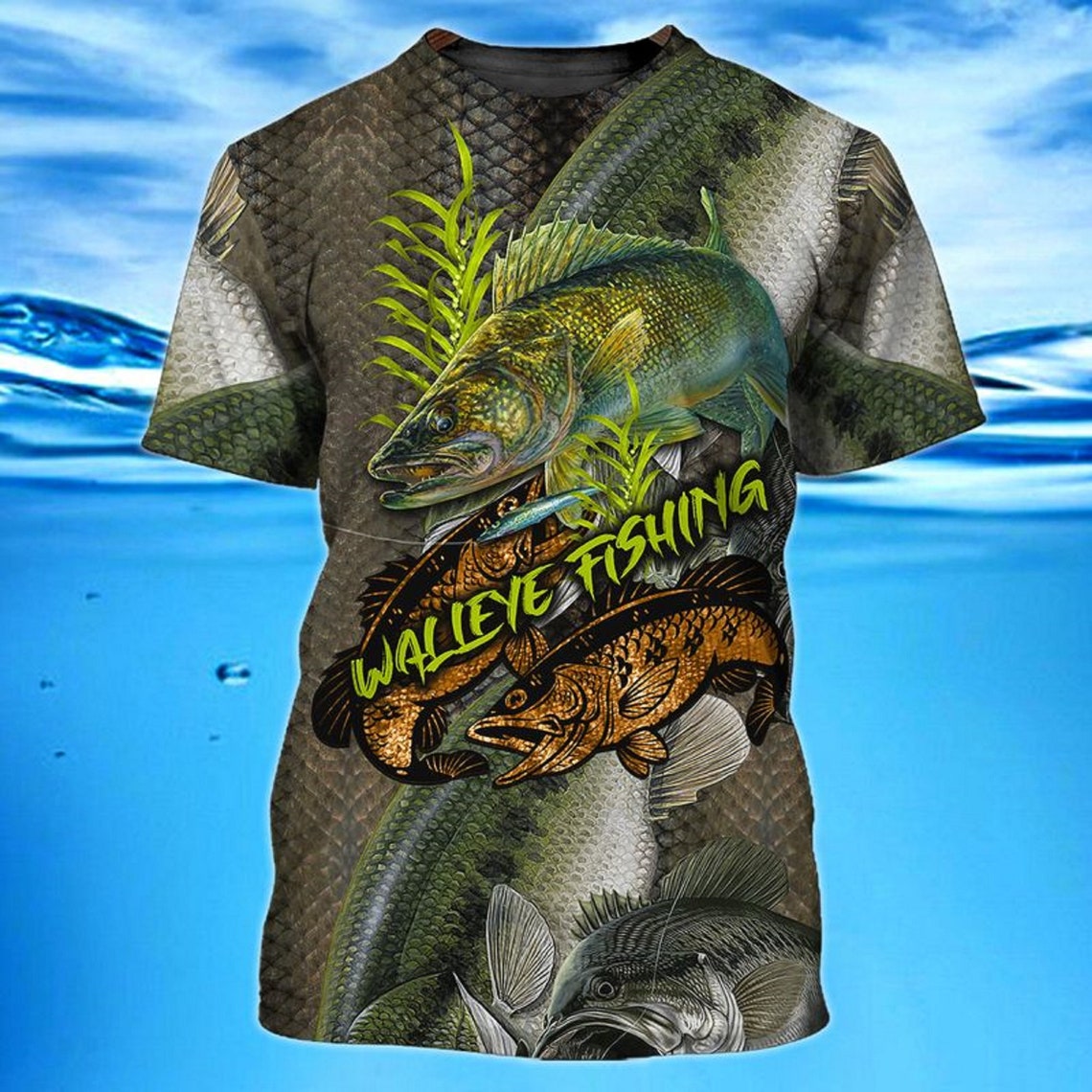 Walleye Fishing 3D Full Print New Short Sleeve T Shirt For Men Etsy