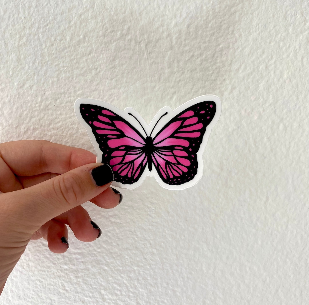 Pink Butterfly Clear Sticker - Etsy